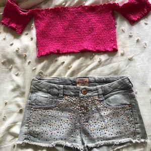 Low rise denim shorts y2k vibes